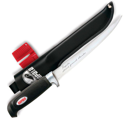 Cuchillo Rapala Soft Grip para filetear de acero inoxidable con afilador y funda