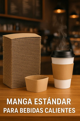 2000 Fajillas Para Vaso Bebida Caliente Cafe Mangas Kraft