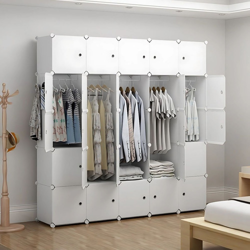 Armario Zapatera Mueble Organizador Armable Clóset Modular Practiksa Color Blanco