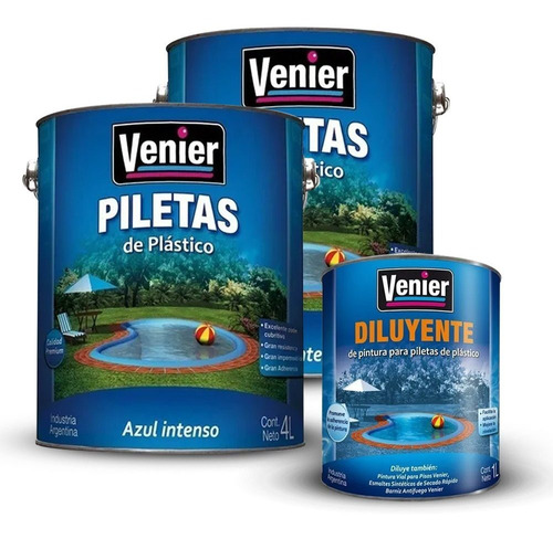 Promo Piletas Plásticas Venier Azul 2x4 + 1 Lt Diluy