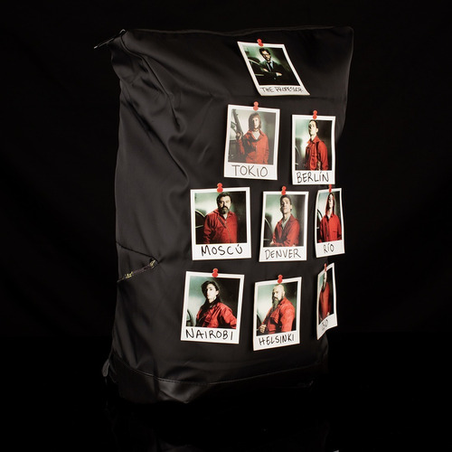 Mochila La Casa De Papel Color Negro Diseño De La Tela Alta Calidad
