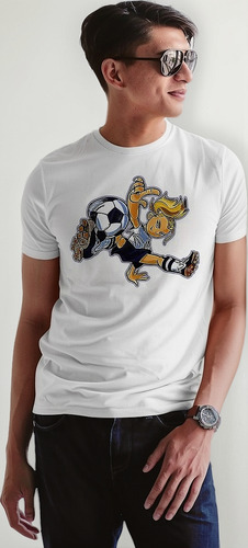 Playera Cuello Redondo De Moda Blanca De Caballero Futbol