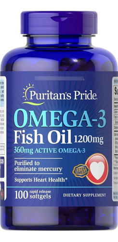 Puritan's Pride Aceite De Pescado Omega-3 1200 Mg 100 Caps