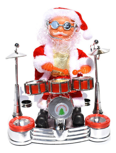 Escenario Tocando Saxofón Batería Muñeco Eléctrico Papá Noel