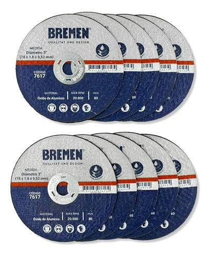 Disco De Corte 78mm X 1,8mm Bremen Para Amoladora Neumatica