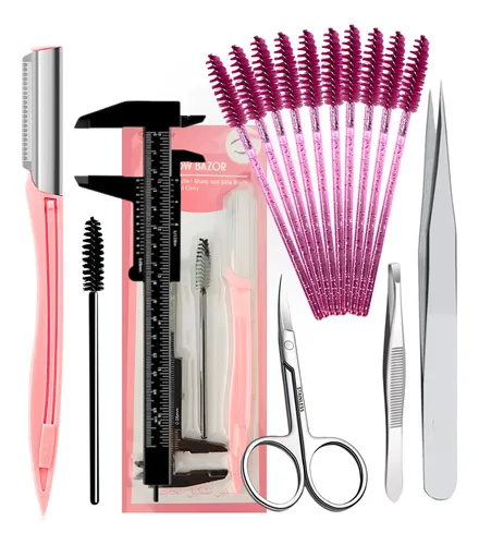 comprar Kit Sobrancelhas Navalha Escovinha Pinças Material Iniciante