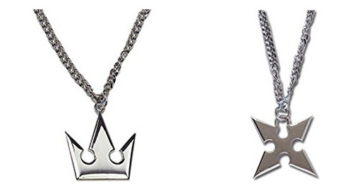 Xofoao Kingdo Heart Sora's Crown & Roxas's Cross Collares