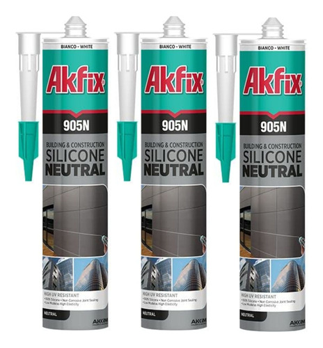 Akfix Sellador Silicona Transparente Curado Neutro 905n Para