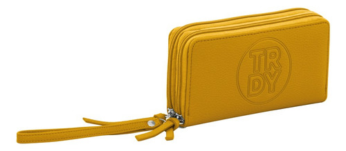 Billetera Fichero Mujer Cuero Sintetico Monedero Tarjetero Color Maiz Diseño De La Tela Liso