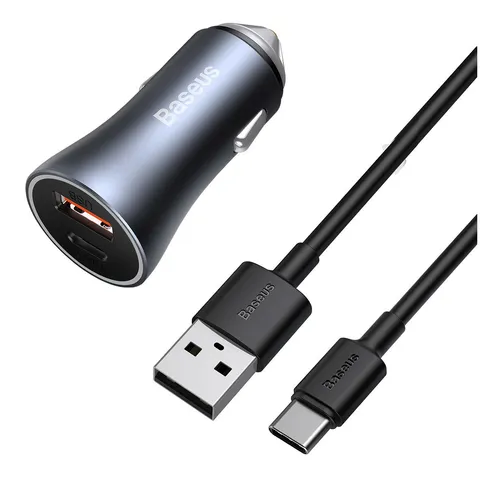 comprar Carregador Veicular Turbo 40w Baseus Usb e Tipo C com Cabo 1 Metro