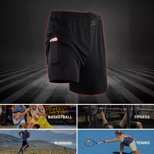 Bermudas De Fitness 2 En 1 For Hombre For Entrenamiento