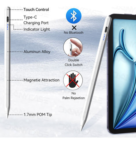Lápiz Óptico Stylus Pluma For iPad, Rapid Magnetic Charge