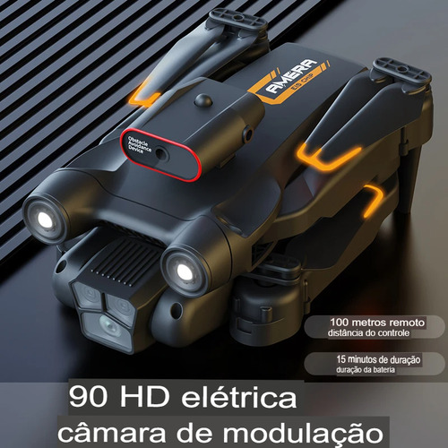 Drone M17 Profissional Com Câmera Hd 8k, Kit 3 Baterias Preto