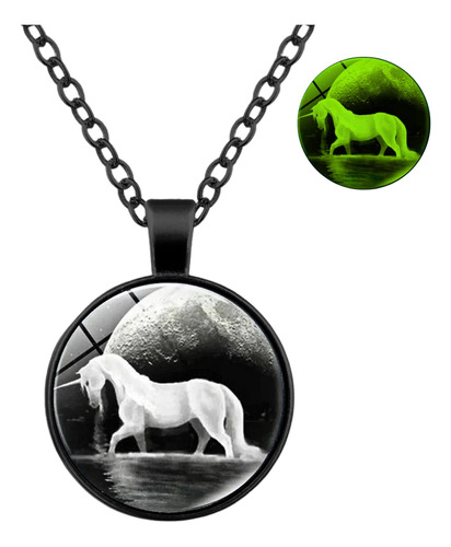 Collar Luna Unicornio Brilla En La Oscuridad Hombre Y Mujer