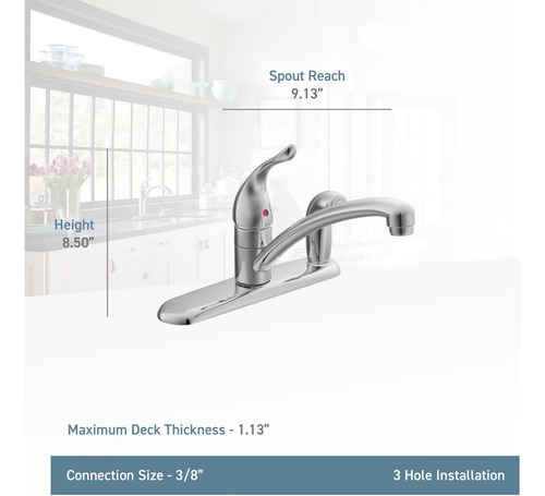 Moen Chateau Chrome De Un Manguito De La Cocina De Arco Bajo