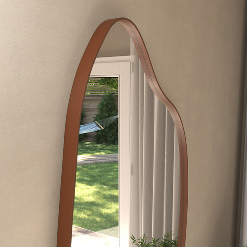 Espelho Orgânico 170x70 Grande Moderno Luxo Com Moldura Moldura Caramelo