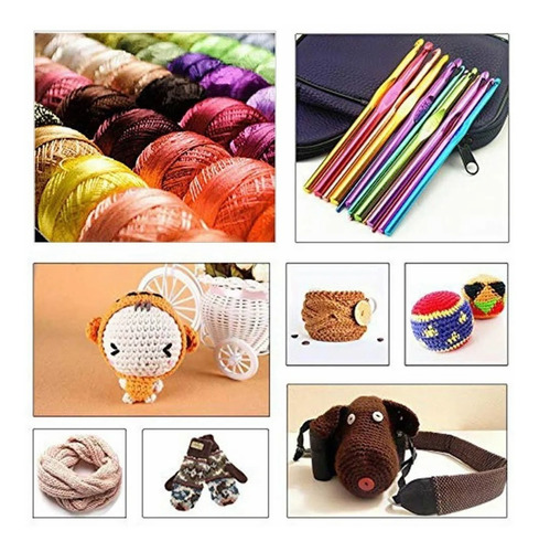 Imagen 5 de 8 de Kit De Ganchos Y Accesorios Para Tejer Al Crochet 100 Pzas