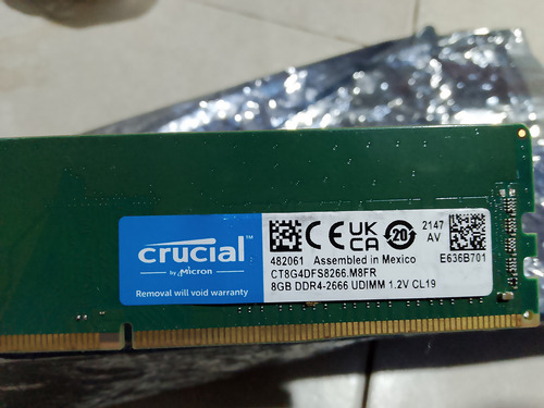 Memoria Crucial 8gb Pc 2666mhz Ddr4 Gamer Escritorio (Usado)