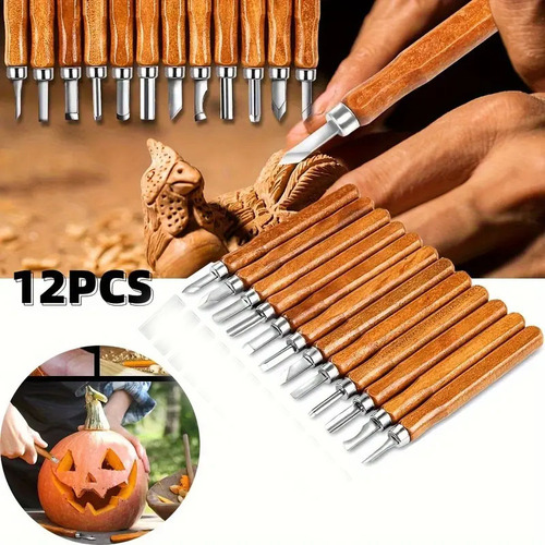 Juego De 12 Cinceles Para Tallar Madera, Cuchillos, Herramie