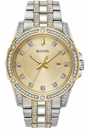 Reloj Hombre Bulova 98k106 Cuarzo Pulso Dorado En Acero