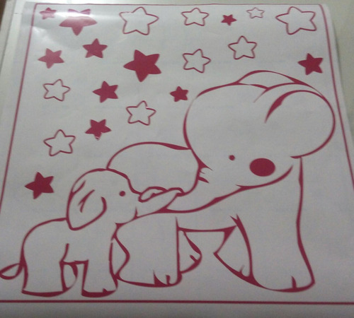 Vinilo Decorativo Elefante Mamá Y Bebé De Malénika