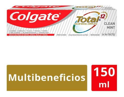 Imagen 1 de 1 de Pasta Dental Colgate Total 12 Clean Mint 150ml