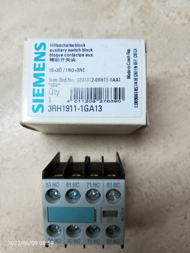 Bloque De Contacto Auxiliar Siemens 3rh1911-1ga13