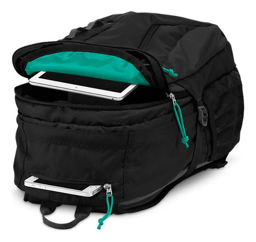Mochila Jansport Camping Escolar Casual Agave Color Negro / Cian Diseño De La Tela Liso