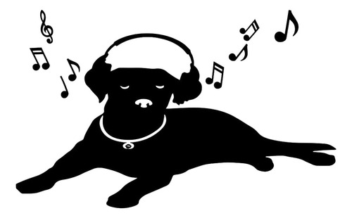 Fencosyn Animal Silueta Perros Escuchando Música Pared Calco