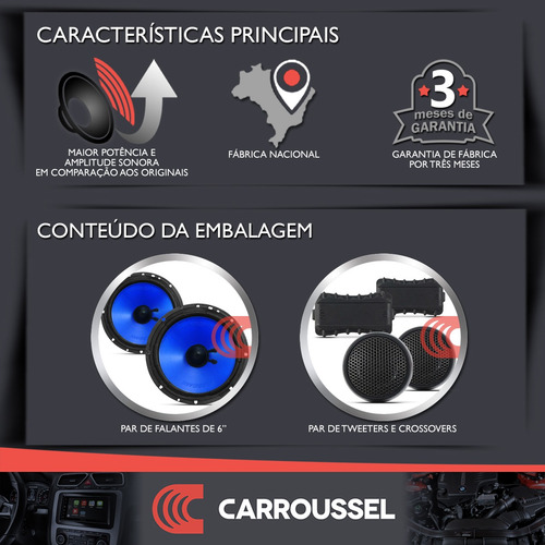 Imagem 2 de 6 de Alto Falante Kit 2 Vias 6 Pol 130 Rms 260w Cm6.2 Hurricane