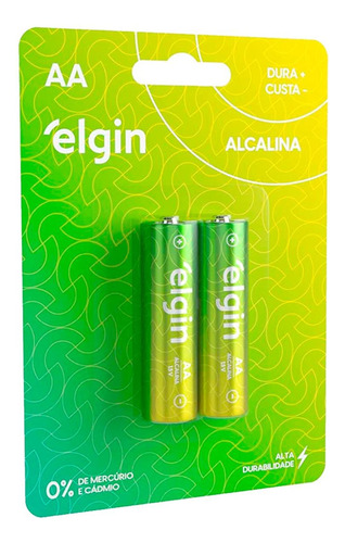 Pilha Elgin Alcalina Aa Pequena Cartela Com 2 Pecas - Lr6 - 