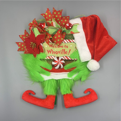 2025 De Corona Navidad 40 Cm, Guirnalda Felpa Grinch,