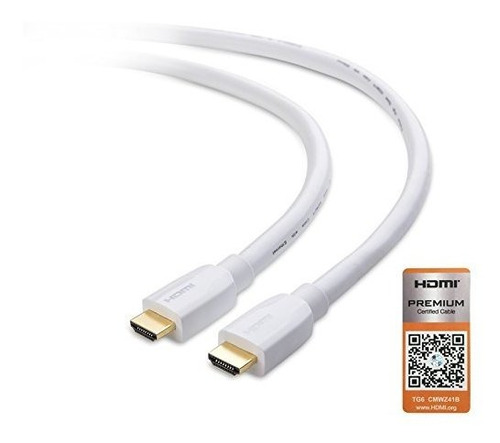 Cable Hdmi Blanco 15 Ft (premium) Con Soporte 4k Hdr