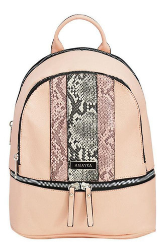 Imagen 6 de 10 de Mochila Amayra Mujer Simil Cuero Dama Urbana Combinada Pp