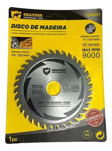 Disco De Serra Circular Diamantado 4 110mm Snauzer Tl42231