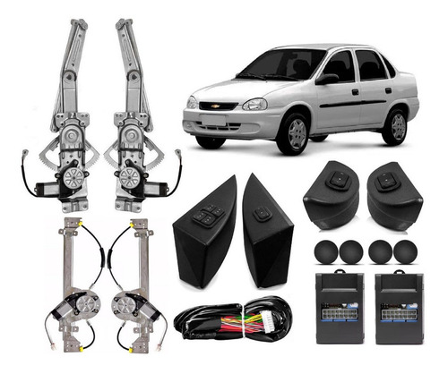 Kit Vidro Eletrico Corsa Classic 2002 2003 2004 4 P Completo