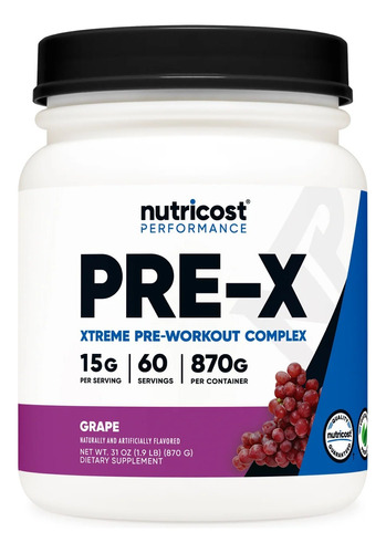 Pre X - Nutricost Pre-workout - 60 Serv. Full Dosis - 870gr