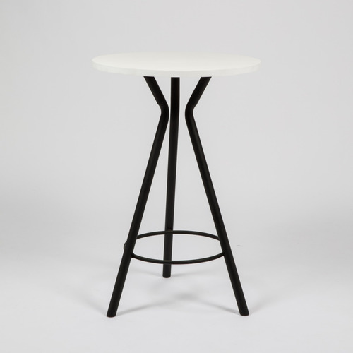 Juego Mesa Magnolia Alta Tipo Bar + 2 Banquetas Milo Tapa Tapa Blanca Base Negra - Banquetas Negras
