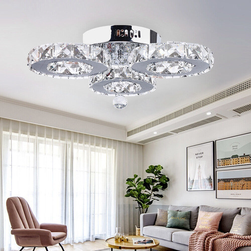Lámpara Techo Led Cristal Blanco Frío Lámpara Lujo