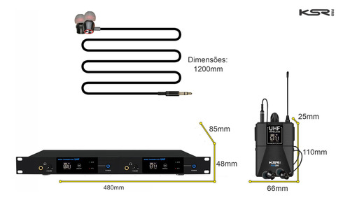 Monitor De Palco Quadruplo Ponto Sem Fio In Ear Ksr Psm8000