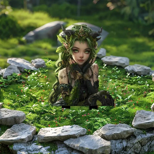 J Forest Elves And Deer Garden Pile Card Acrylic Garden Grou