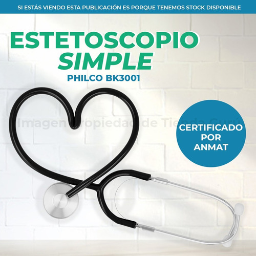 Imagen 2 de 6 de Estetoscopio Philco Medics Campana Simple 47cm Bk3001