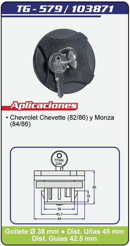 Tapa Gasolina Chevette 1982-1986 / Monza 1984-1986 Tg-779 