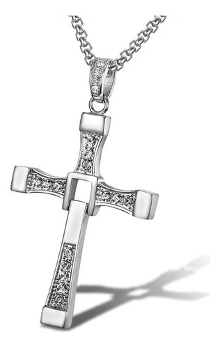 0 V Collar Cadena Cruz Toretto Plata Cadena 60cm Grumet Moda