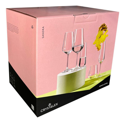 Copa de vino Sandra Bohemia, 550 ml, color negro, 6 unidades
