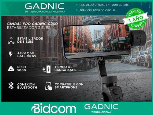 Imagen 2 de 10 de Gimbal Gadnic G200 Pro Estabilizador Camara Celular Fotos