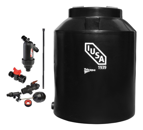 Tinaco Tricapa Iusa, 450 L., Negro + Accesorios Baja Presión