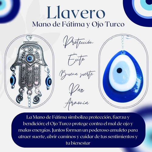 Pulseras Ojo Turco Con Llavero Mano De Fátima Protección Kit