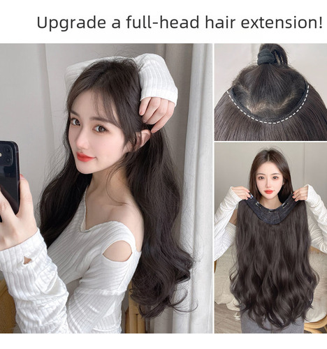 Extensiones De Cabello Ondulado 45cm Castaño Negro Clip