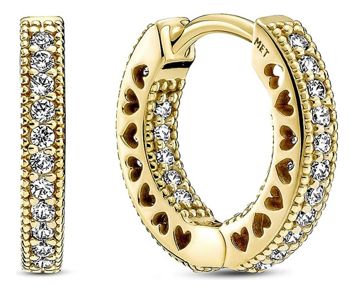 Jewelry Aretes Aro Corazon Para Mujer Chapados En Oro 14 Qui